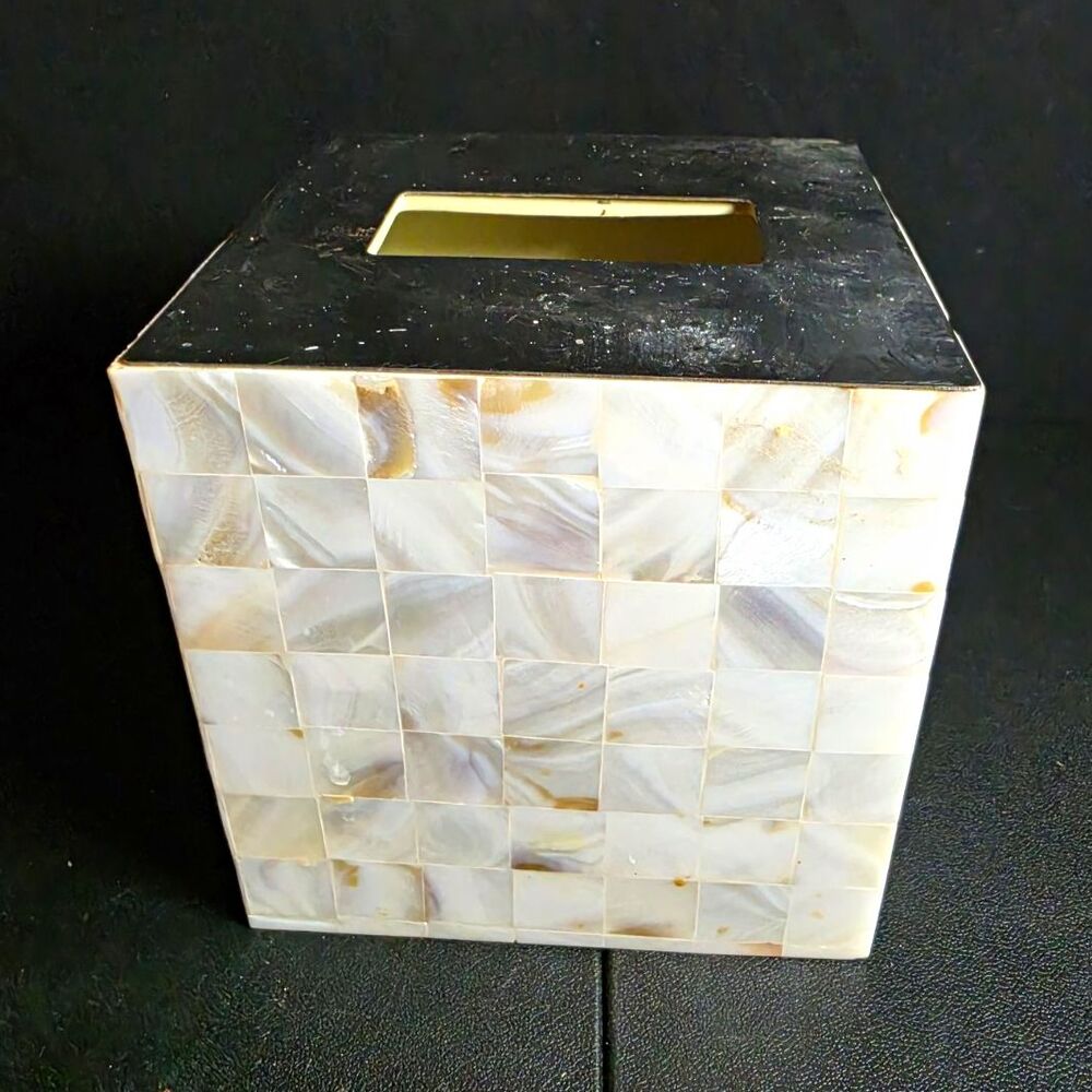 Fieldcrest Luxury Mother of Pearl Mosaic Tissue Box Cover 2005 Target Vintage